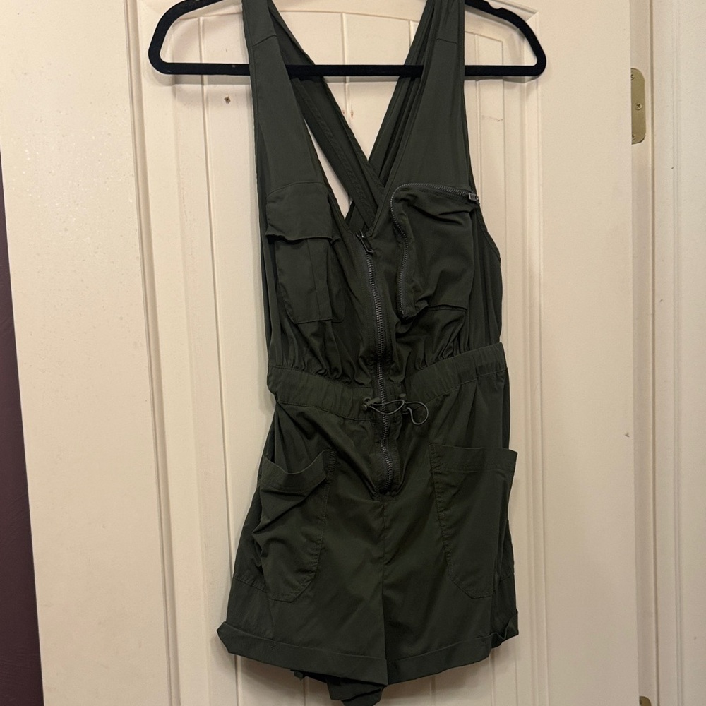 FP Movement Olive Green Zip-Up Romper